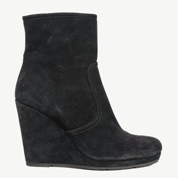 Prada Black Suede Wede Booties - Picture 1 of 10